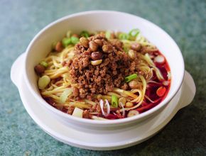 Noodles with Spicy Minced Pork and Peanuts